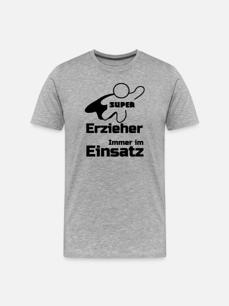 Super Erzieher Geschenk - Männer Premium Bio T-Shirt - Grau meliert