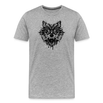 un loup dangereux - T-shirt bio Premium Homme - gris chiné - Devant - Damien (186cm)