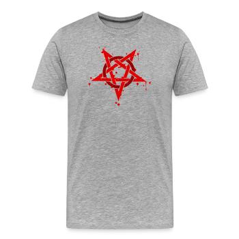 Blutiges Pentagramm Okkultes Symbol - Männer Premium Bio T-Shirt - Grau meliert - Vorne - Damien (186cm)