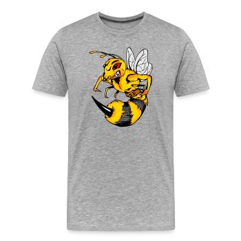 Aggressive Comic-Wespe mit Stachel - Männer Premium Bio T-Shirt - Grau meliert - Vorne - Damien (186cm)
