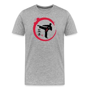 Karaté calligraphie - T-shirt bio Premium Homme - gris chiné - Devant - Damien (186cm)