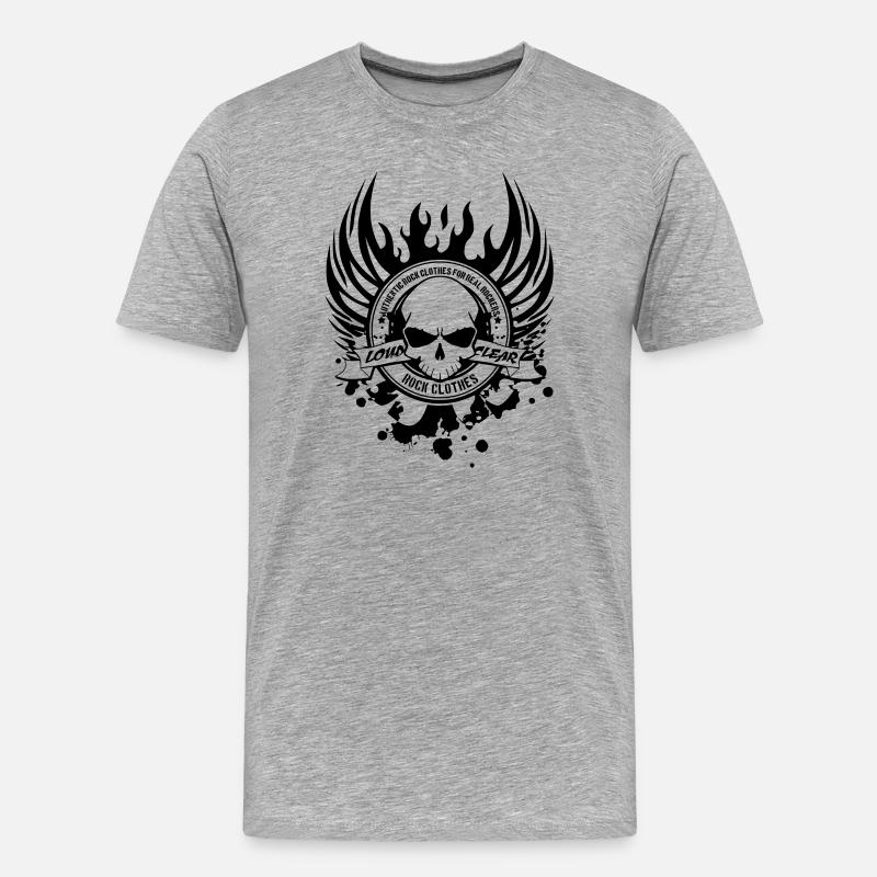 Rock Clothes - Skull - Männer Premium Bio T-Shirt - Grau meliert