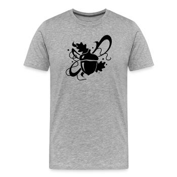 Eichel mit Eichenblätter - Männer Premium Bio T-Shirt - Grau meliert - Vorne - Damien (186cm)
