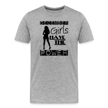 December Girls cadeau anniversaire - T-shirt bio Premium Homme - gris chiné - Devant - Damien (186cm)