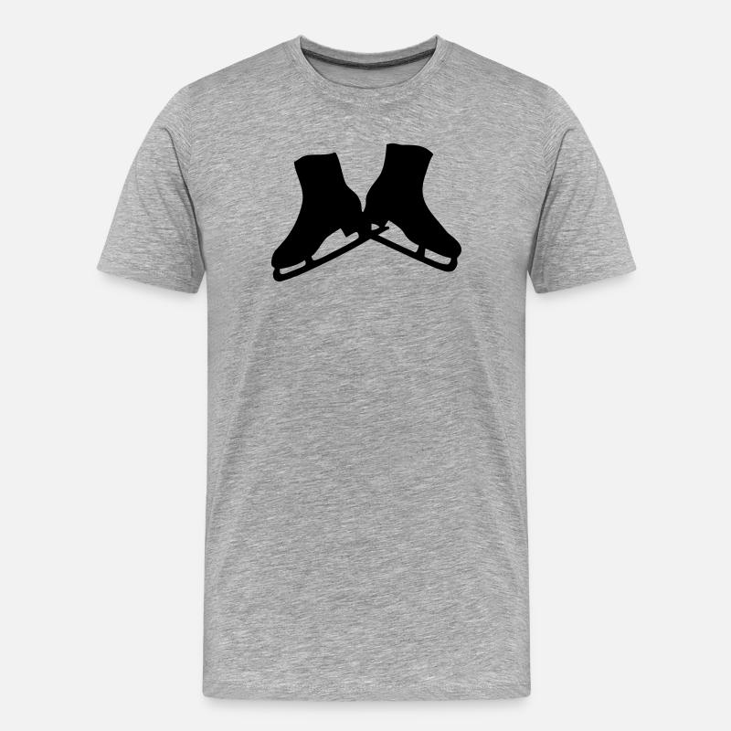 Schlittschuhe - Männer Premium Bio T-Shirt - Grau meliert