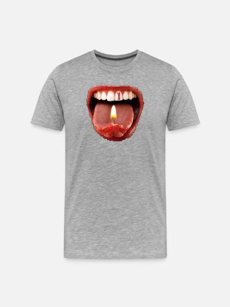Date of birth 1 - tongue teeth - Men's Premium Organic T-Shirt - heather grey