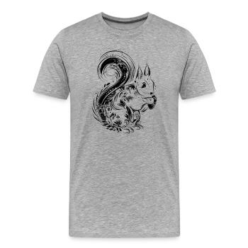 Eichhörnchen mit Eichel in den Pfoten - Männer Premium Bio T-Shirt - Grau meliert - Vorne - Damien (186cm)
