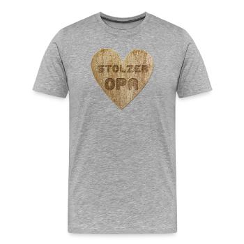 Love - Stolzer Opa - Männer Premium Bio T-Shirt - Grau meliert - Vorne - Damien (186cm)