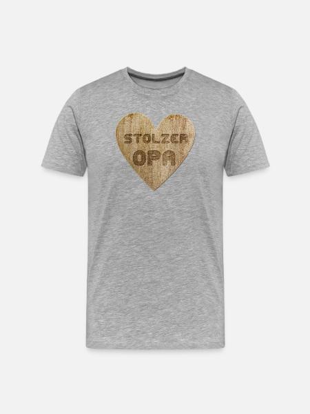 Love - Stolzer Opa - Männer Premium Bio T-Shirt - Grau meliert