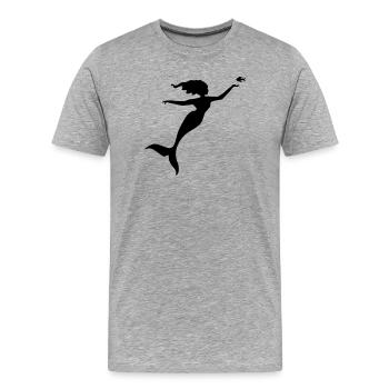 The mermaid plays with a fish - Men's Premium Organic T-Shirt - heather grey - Front - Damien (186cm)