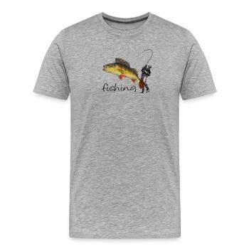 Fishing - Men's Premium Organic T-Shirt - heather grey - Front - Damien (186cm)