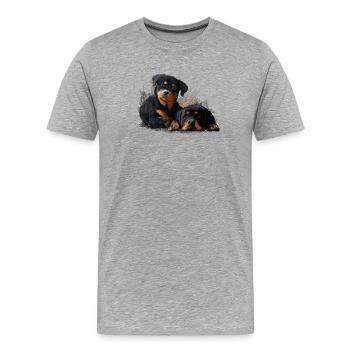 Welpen - Männer Premium Bio T-Shirt - Grau meliert - Vorne - Damien (186cm)