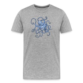 Octopus - Men's Premium Organic T-Shirt - heather grey - Front - Damien (186cm)