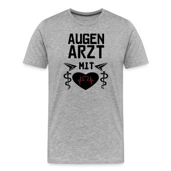 Augenarzt mit Herz Geschenk - Männer Premium Bio T-Shirt - Grau meliert - Vorne - Damien (186cm)