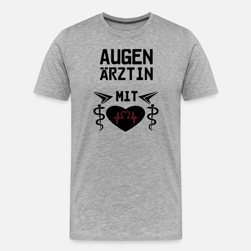 Augenärztin mit Herz Geschenk - Männer Premium Bio T-Shirt - Grau meliert