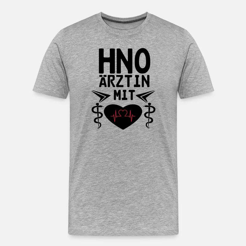 HNO Ärztin mit Herz Geschenk - Männer Premium Bio T-Shirt - Grau meliert