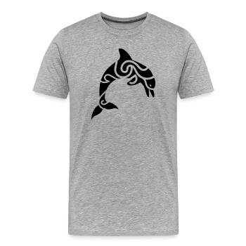 Dolphin - Men's Premium Organic T-Shirt - heather grey - Front - Damien (186cm)