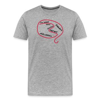 Der rote Faden... - Männer Premium Bio T-Shirt - Grau meliert - Vorne - Damien (186cm)