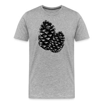 Two pine cones - Men's Premium Organic T-Shirt - heather grey - Front - Damien (186cm)