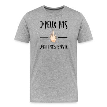 J'peux pas j'ai pas envie - T-shirt bio Premium Homme - gris chiné - Devant - Damien (186cm)