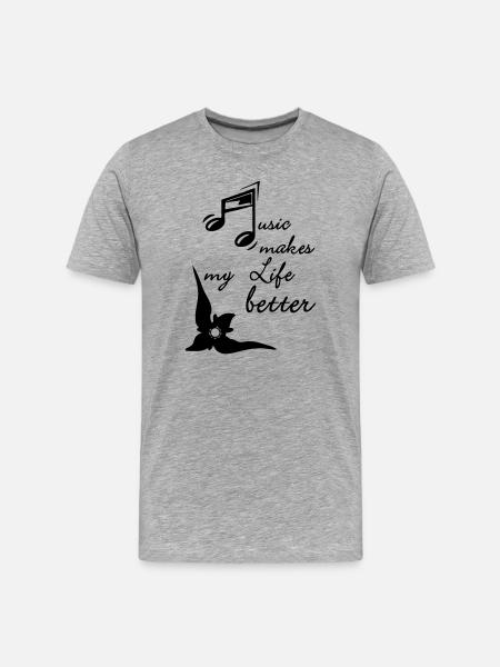 Music makes my Life better - Men's Premium Organic T-Shirt - heather grey