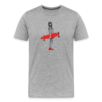 longboard girl - T-shirt bio Premium Homme - gris chiné - Devant - Damien (186cm)