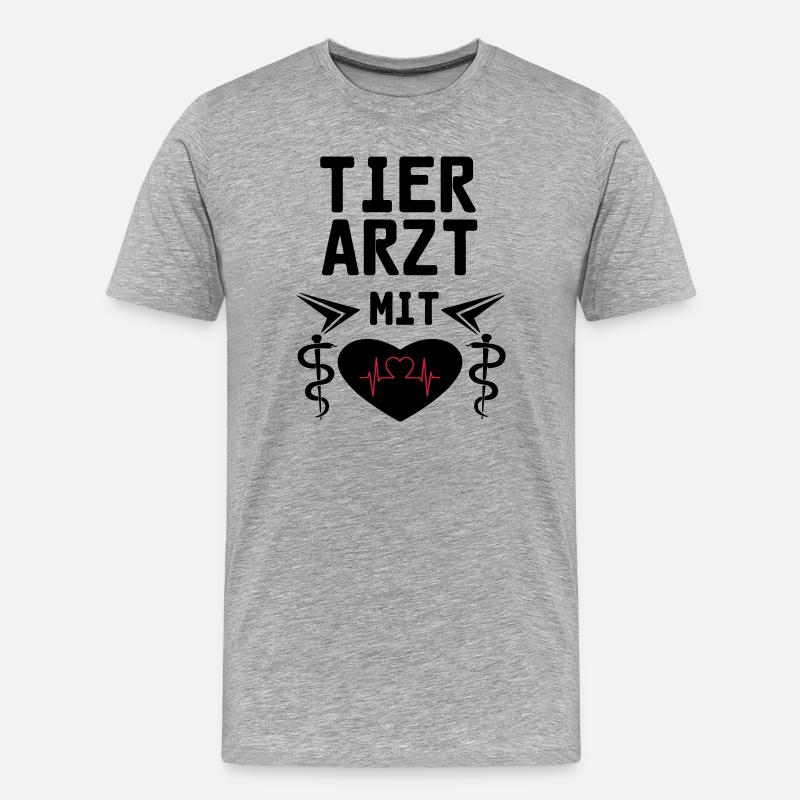 Tierarzt mit Herz Geschenk - Männer Premium Bio T-Shirt - Grau meliert