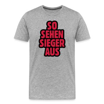 SO SEHEN SIEGER AUS - Männer Premium Bio T-Shirt - Grau meliert - Vorne - Damien (186cm)