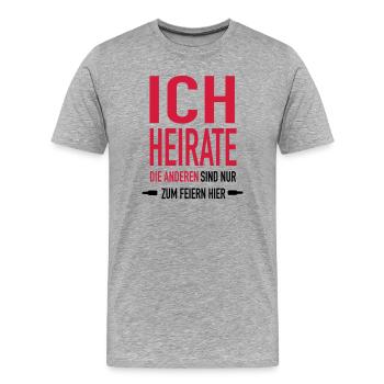 ich Heirate x1 - Männer Premium Bio T-Shirt - Grau meliert - Vorne - Damien (186cm)