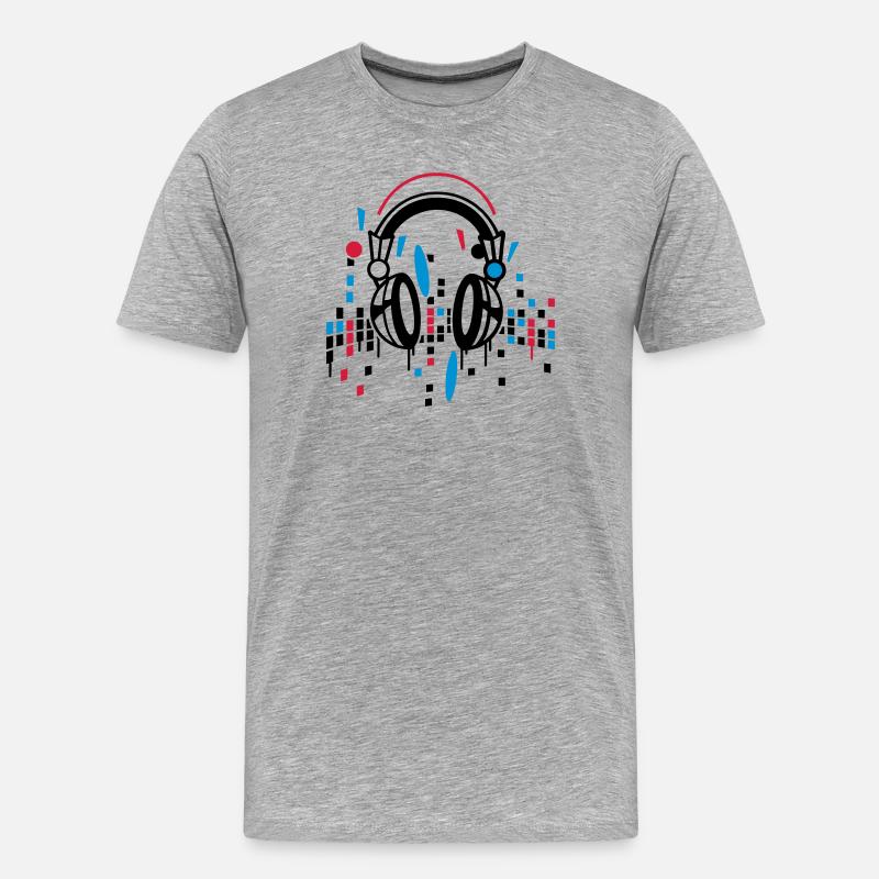 Kopfhörer Equalizer Zeichnung - Männer Premium Bio T-Shirt - Grau meliert
