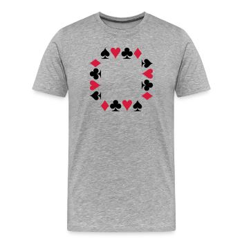 Poker (V) - Men's Premium Organic T-Shirt - heather grey - Front - Damien (186cm)