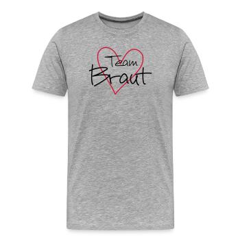 Team Braut Herz Party - Männer Premium Bio T-Shirt - Grau meliert - Vorne - Damien (186cm)