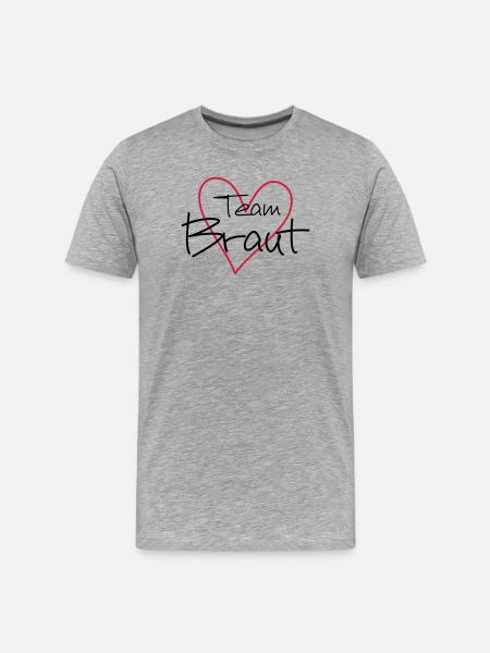 Team Braut Herz Party - Männer Premium Bio T-Shirt - Grau meliert