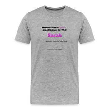 Ich bin Sarah - Sarah als Vorname - Mädchen - Männer Premium Bio T-Shirt - Grau meliert - Vorne - Damien (186cm)