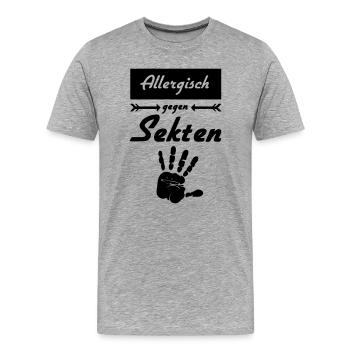Allergisch gegen Sekten Geschenk - Männer Premium Bio T-Shirt - Grau meliert - Vorne - Damien (186cm)