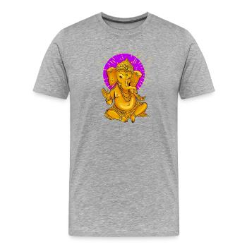 Yoga namaste Buddha Elefant ganesha gold Sonne om - Männer Premium Bio T-Shirt - Grau meliert - Vorne - Damien (186cm)