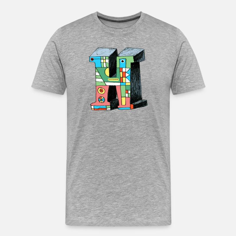 Buchstabe H - Männer Premium Bio T-Shirt - Grau meliert