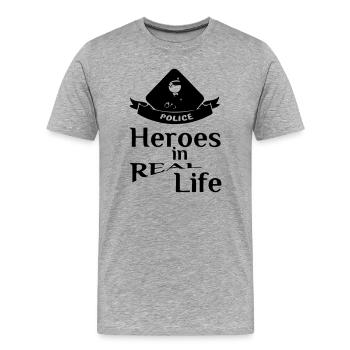 Heroes in Real Life (Polizei -Police) - Men's Premium Organic T-Shirt - heather grey - Front - Damien (186cm)