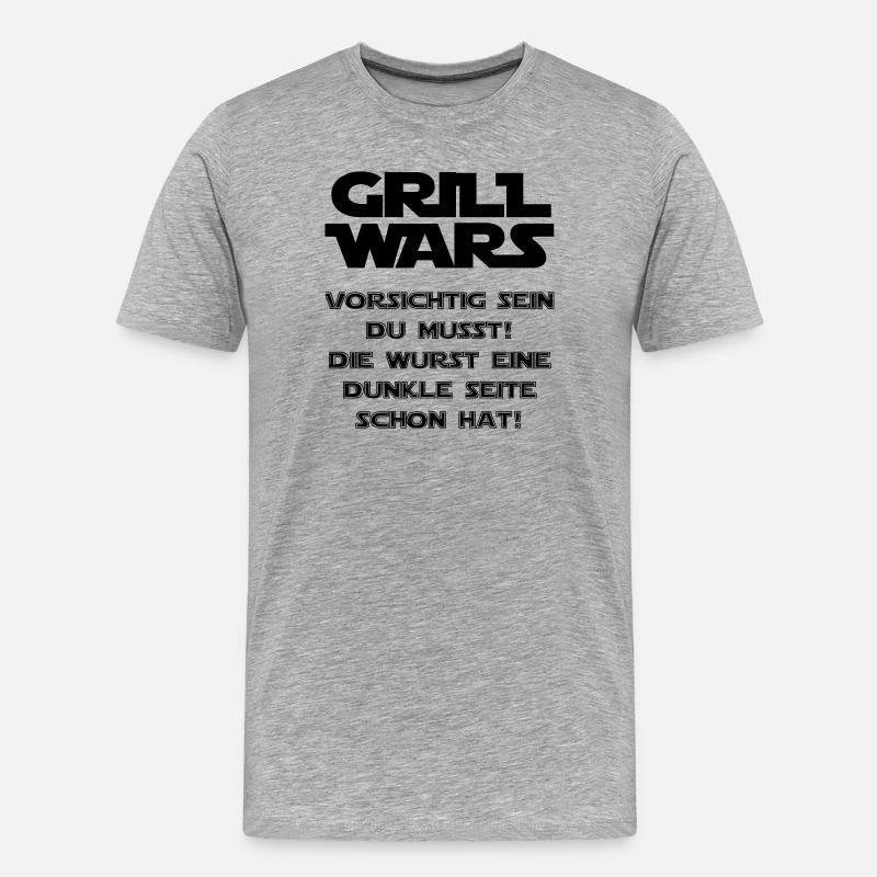 Grill Wars - Männer Premium Bio T-Shirt - Grau meliert