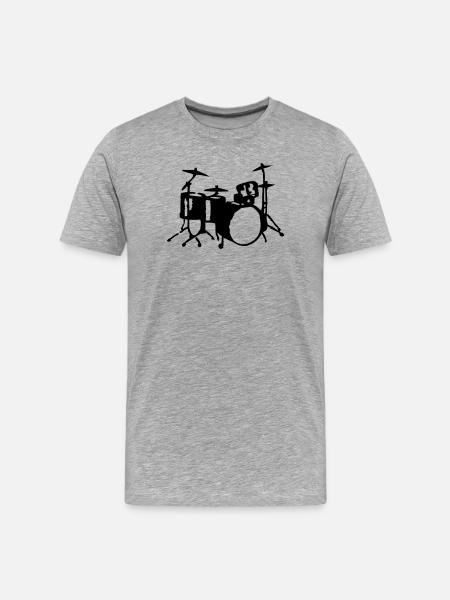 Drums - Männer Premium Bio T-Shirt - Grau meliert