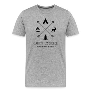 Outdoor Experience Adventure Awaits - Männer Premium Bio T-Shirt - Grau meliert - Vorne - Damien (186cm)