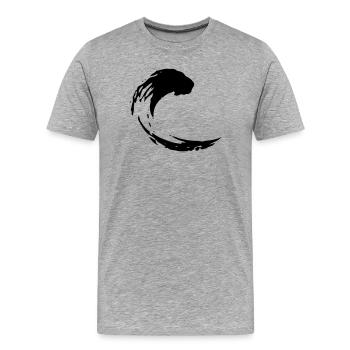 Löwe Zeichen Komma Pinselstrich Geschenk - Männer Premium Bio T-Shirt - Grau meliert - Vorne - Damien (186cm)