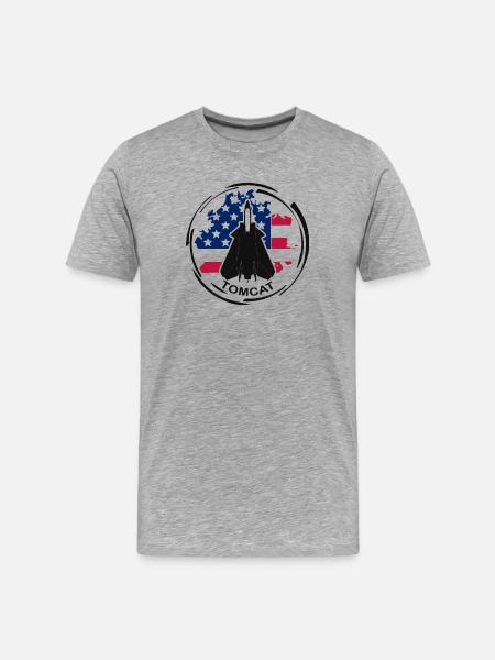 Avion F14 Tomcat - T-shirt bio Premium Homme - gris chiné