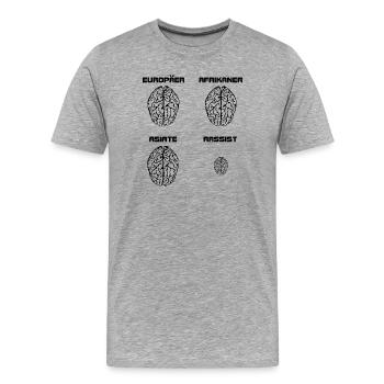 Rassistengehirn.png - Männer Premium Bio T-Shirt - Grau meliert - Vorne - Damien (186cm)