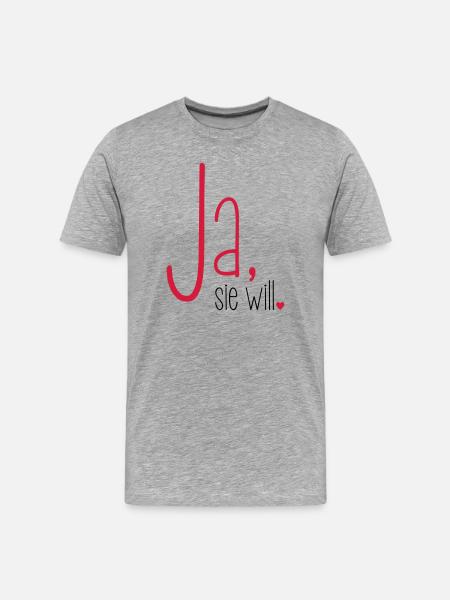 Ja sie will Junggesellin Junggesellenabschied - Männer Premium Bio T-Shirt - Grau meliert