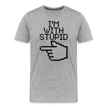 I'm with stupid – Nerd Humor IT Geek Geschenk - Männer Premium Bio T-Shirt - Grau meliert - Vorne - Damien (186cm)