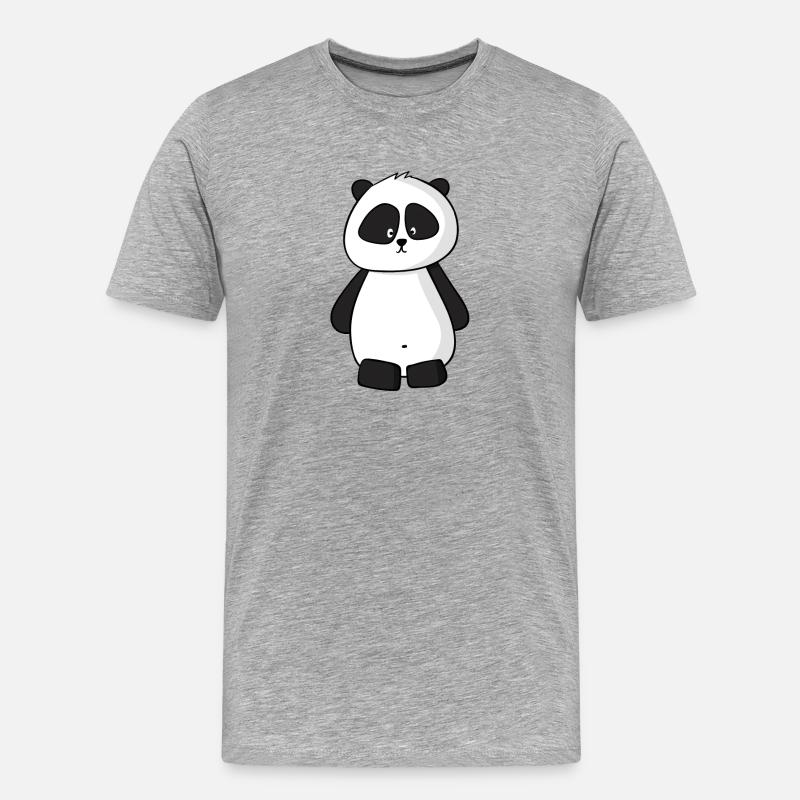 Panda - Männer Premium Bio T-Shirt - Grau meliert
