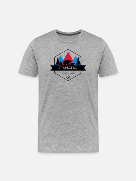 Kanada in die Wildnis mit Bären und Wald - Männer Premium Bio T-Shirt - Grau meliert