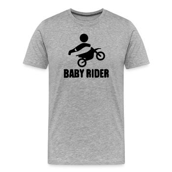 Baby Rider  - Männer Premium Bio T-Shirt - Grau meliert - Vorne - Damien (186cm)