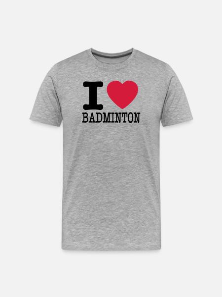 Ich liebe Badminton - Männer Premium Bio T-Shirt - Grau meliert